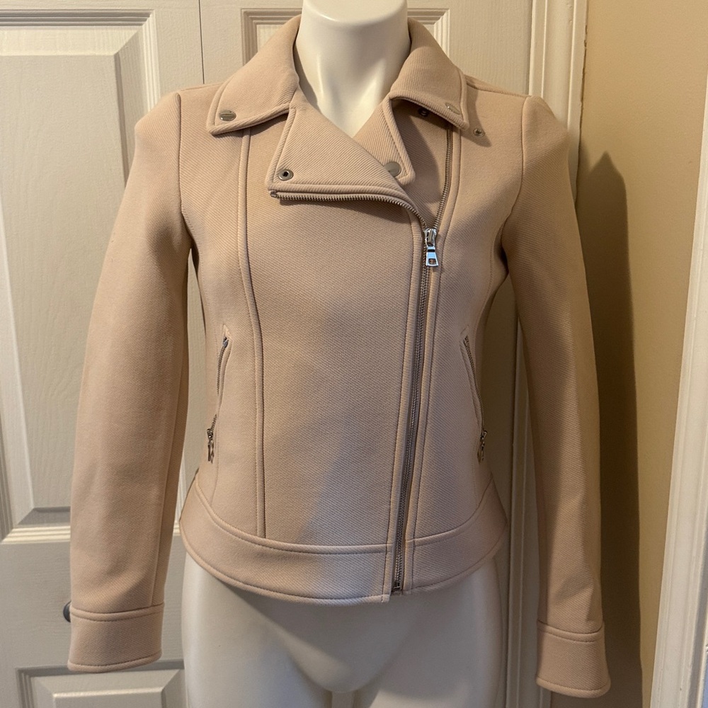 Ann Taylor Blush Tailored Bomber Jacket, Size 4 Petite